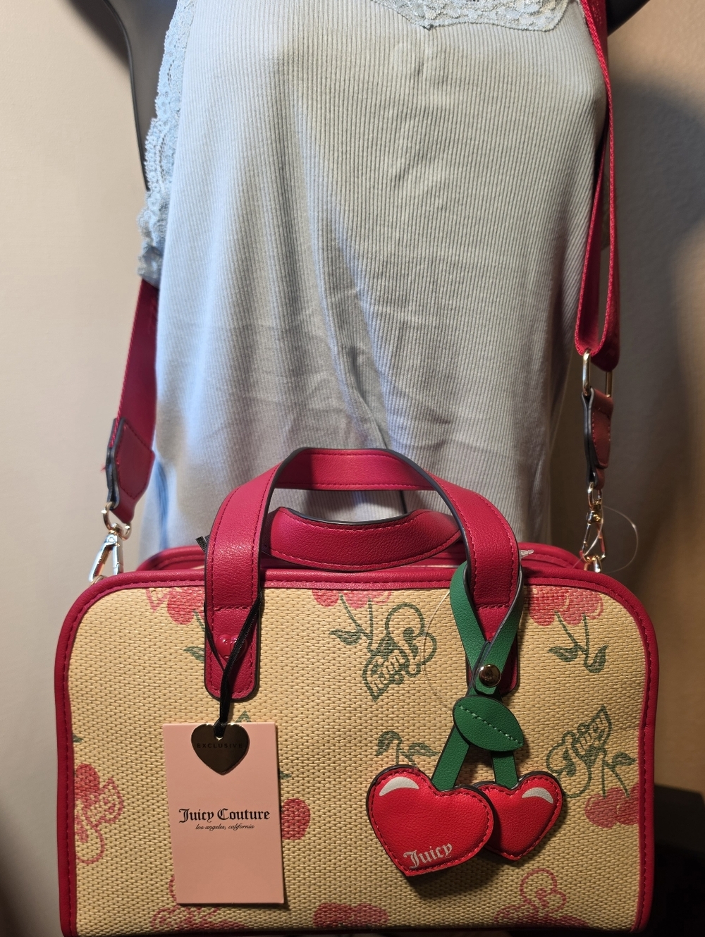 Juicy Couture Red Cherry Accent Satchel Bag